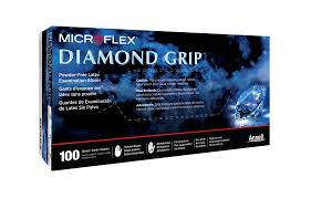 MICROFLEX Diamond Grip Latex Exam Gloves Natural Non-Sterile 100/Bx