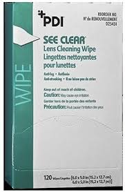 PDI See Clear® Eye Glass Cleaning Wipe, 6" x 5", 120/bx